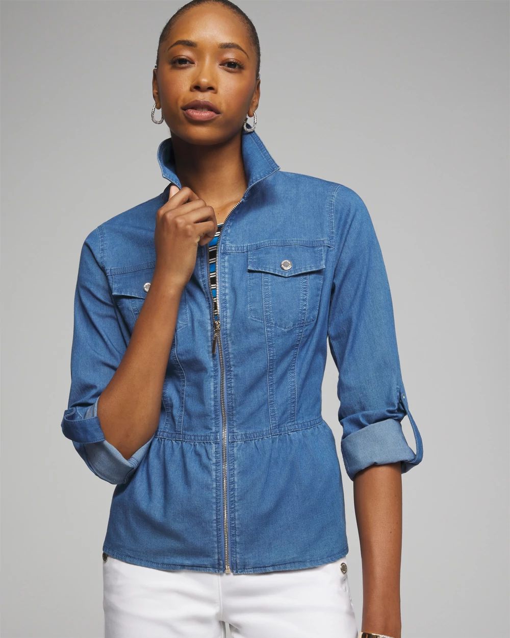 Outlet WHBM Peplum Trucker Jacket White House Black Market